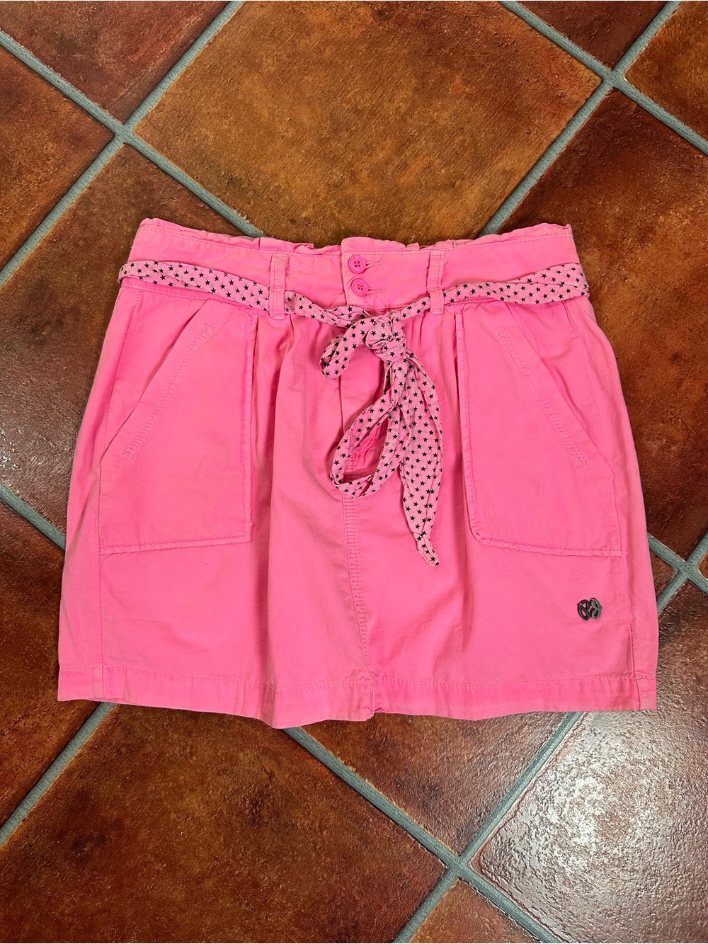 Pepe Jeans London Bright Pink Tie-Waist Mini Skirt